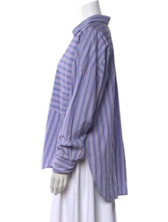 Sandro Striped Long Sleeve Button-Up Top