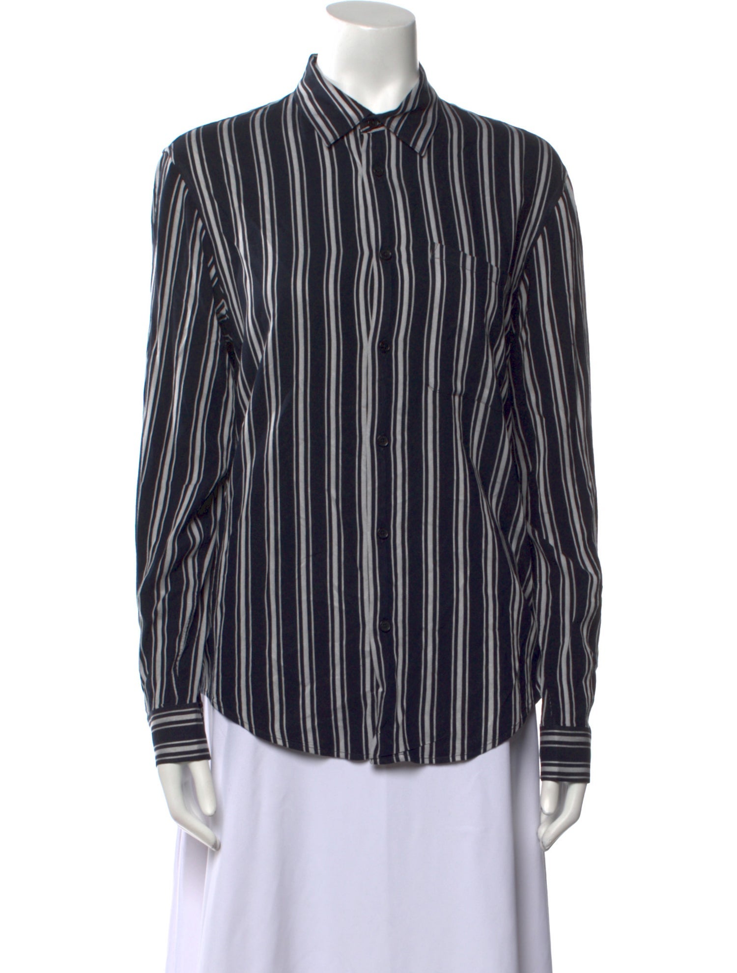 Sandro Striped Long Sleeve Button-Up Top