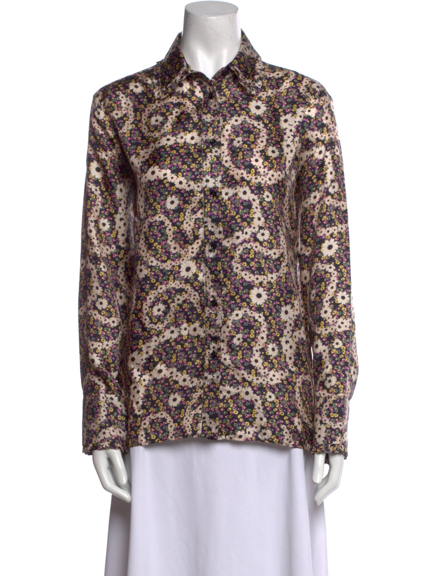 Sandro Silk Paisley Print Button-Up Top