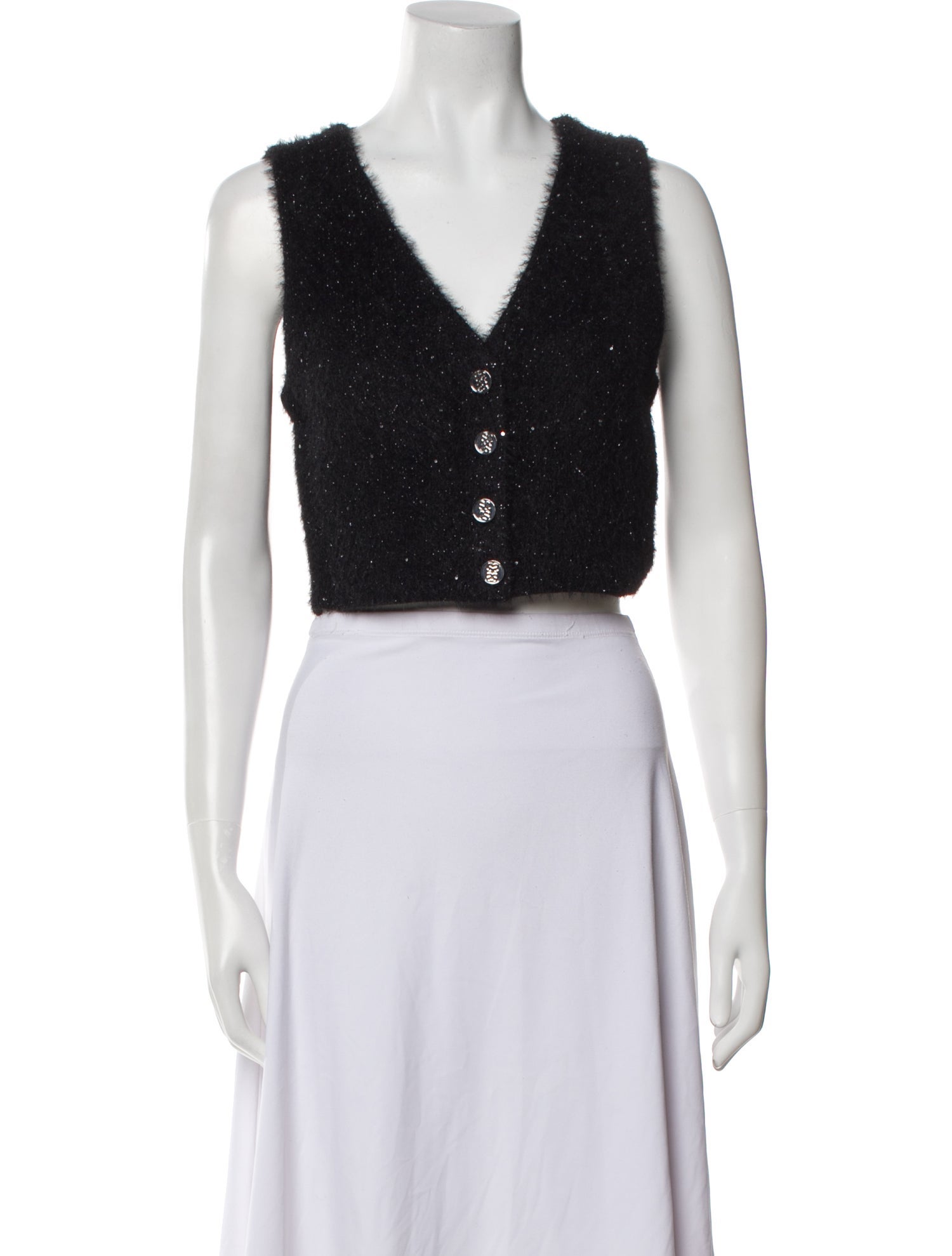 Sandro V-Neck Sleeveless Crop Top