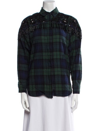 Sandro Plaid Print Denim Jacket