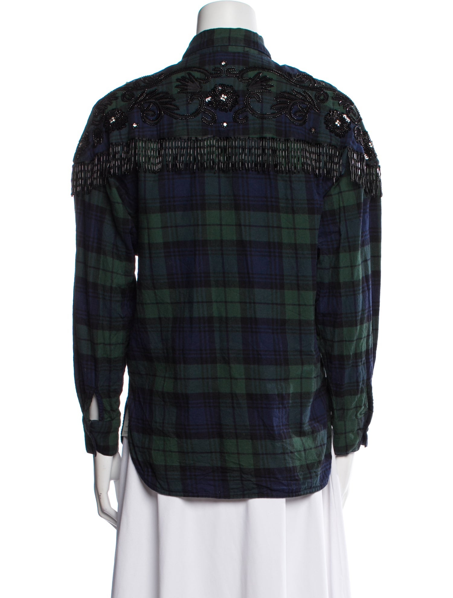 Sandro Plaid Print Denim Jacket