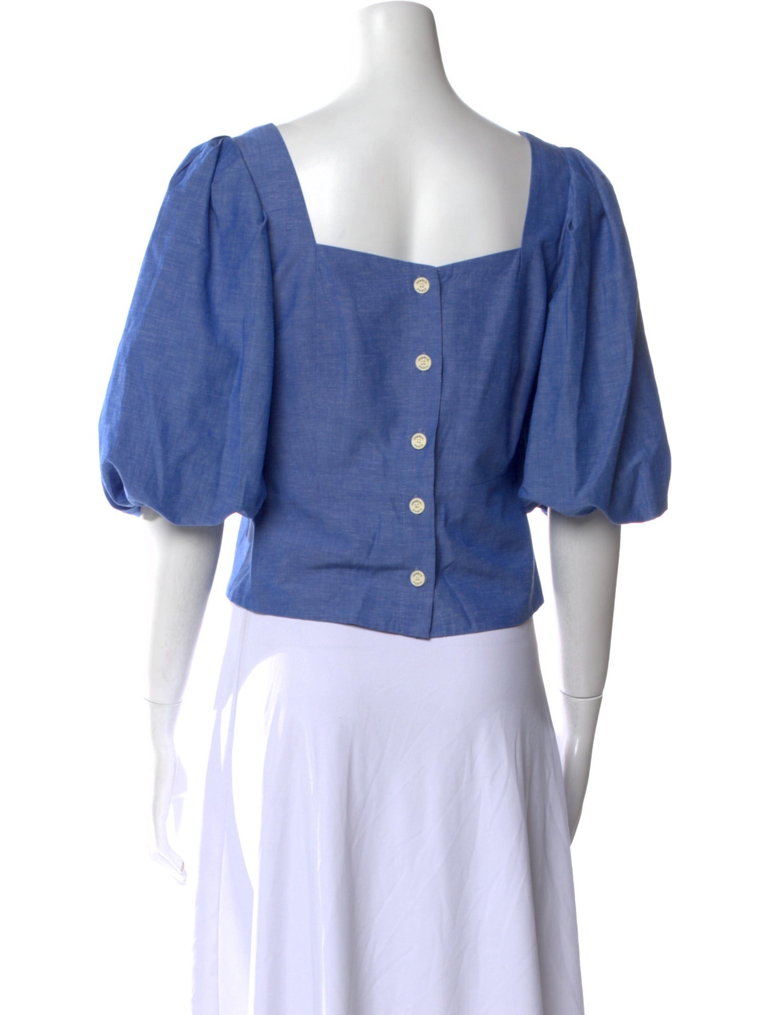 Sandro Square Neckline Three-Quarter Sleeve Crop Top