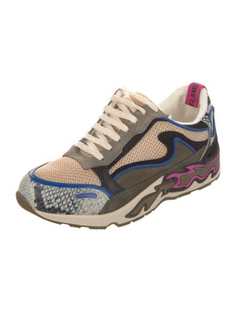 Sandro Suede Colorblock Pattern Sneakers