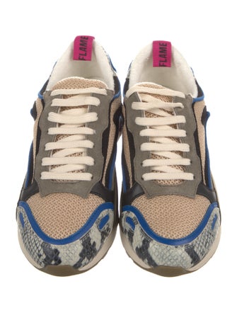 Sandro Suede Colorblock Pattern Sneakers