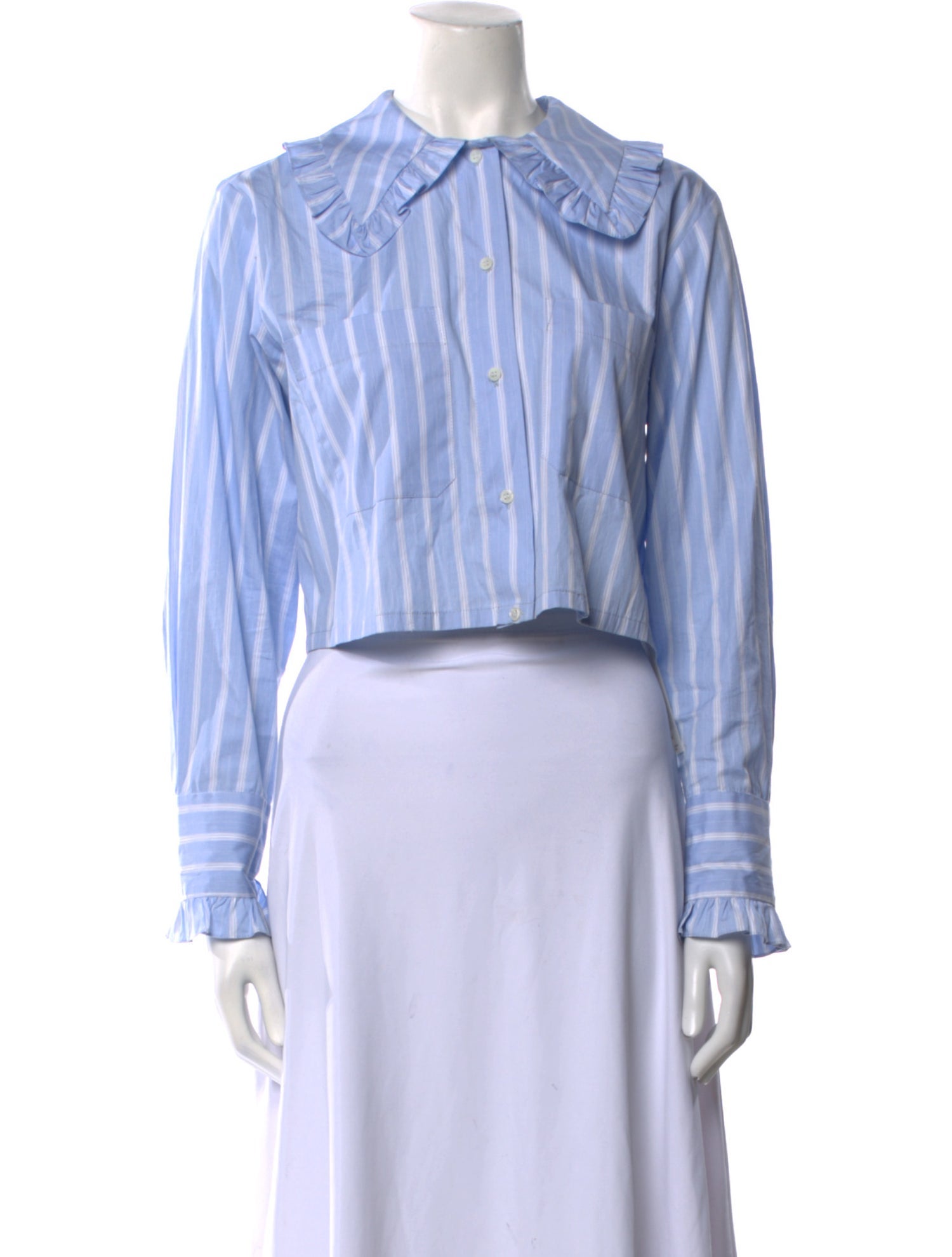 Sandro Striped Long Sleeve Crop Top