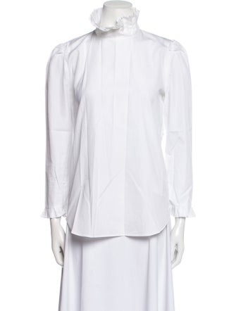 Sandro Mock Neck Three-Quarter Sleeve Button-Up Top