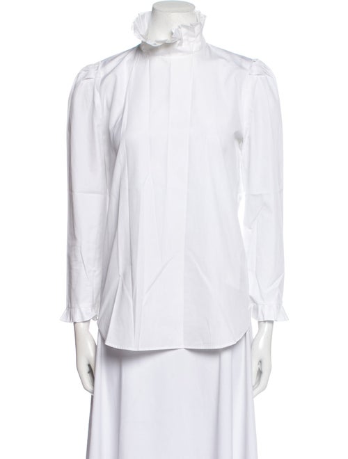 Sandro Mock Neck Three-Quarter Sleeve Button-Up Top