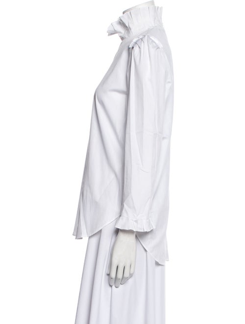 Sandro Mock Neck Three-Quarter Sleeve Button-Up Top