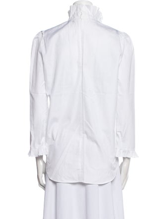 Sandro Mock Neck Three-Quarter Sleeve Button-Up Top