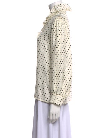 Sandro Polka Dot Print V-Neck Button-Up Top