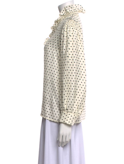 Sandro Polka Dot Print V-Neck Button-Up Top