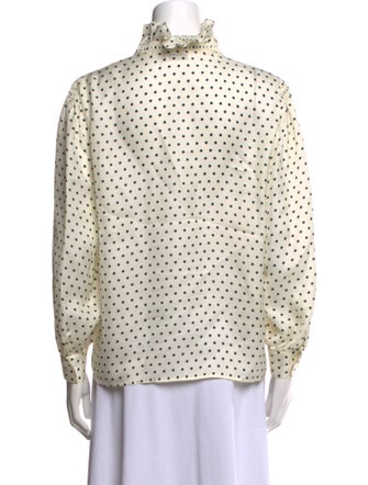 Sandro Polka Dot Print V-Neck Button-Up Top