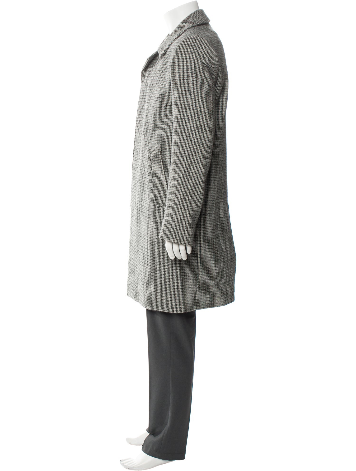 Sandro Wool Houndstooth Print Overcoat