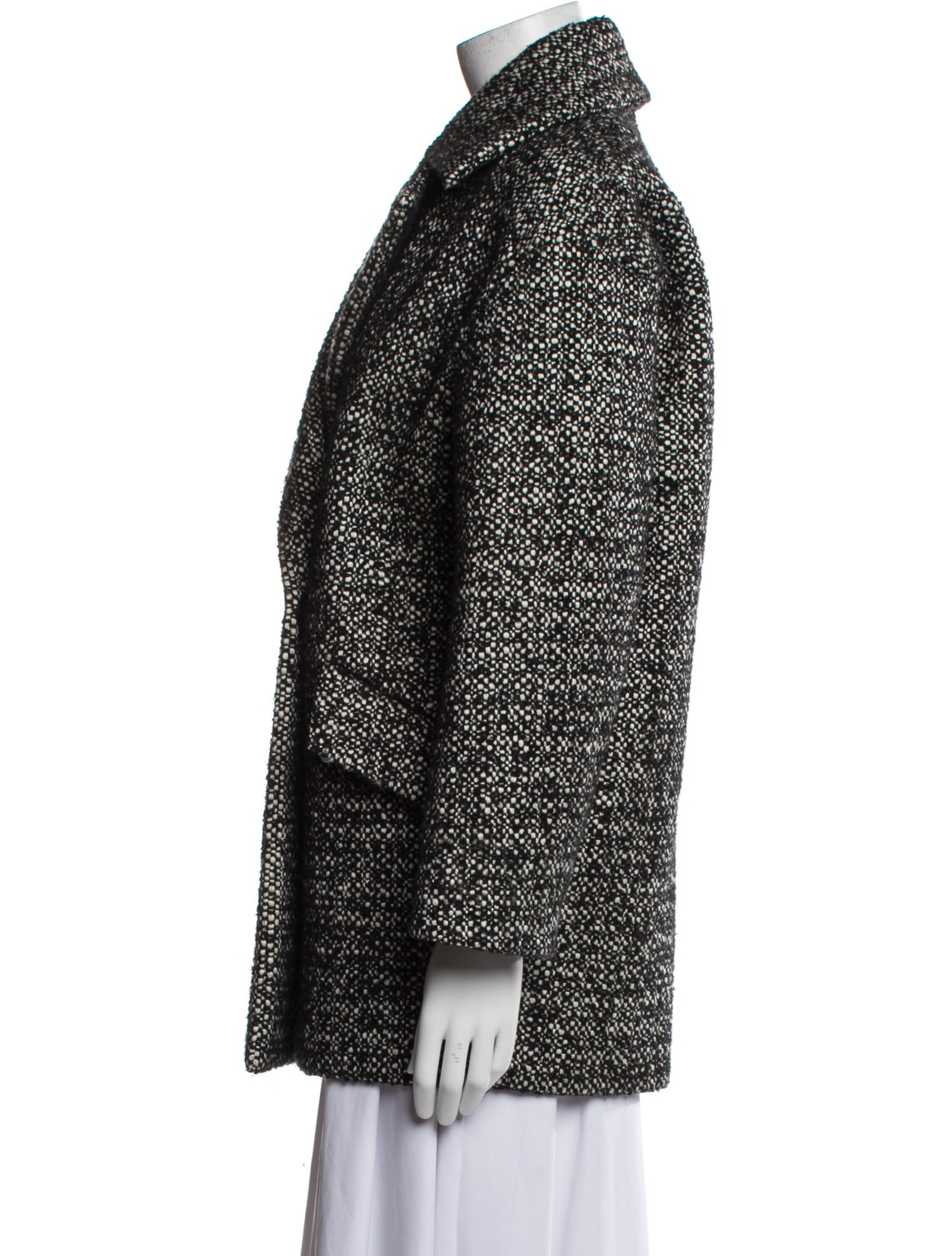 Sandro Wool Tweed Pattern Peacoat