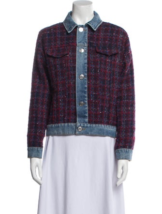 Sandro Tweed Pattern Denim Jacket