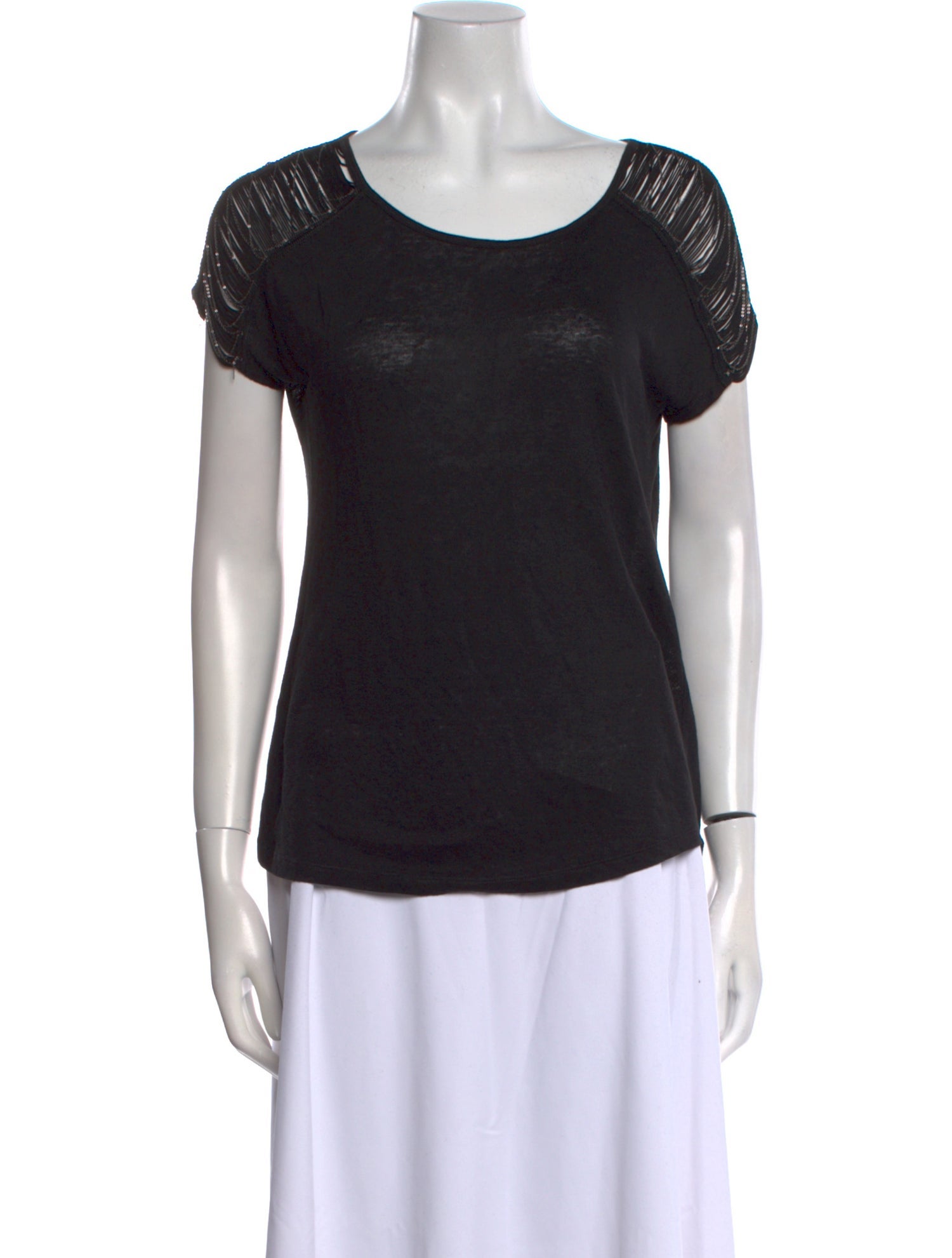 Sandro Linen Scoop Neck T-Shirt