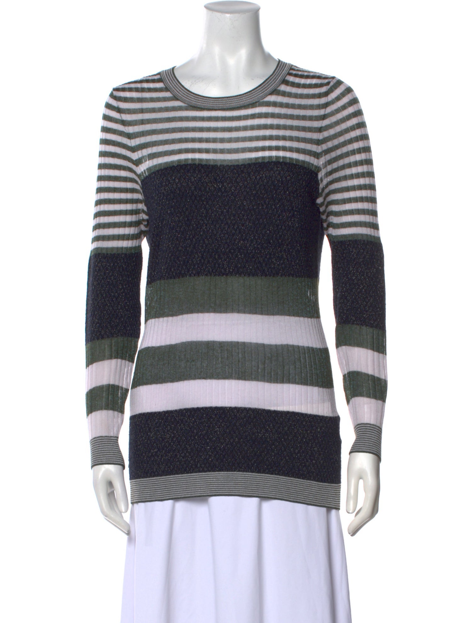 Sandro Striped Crew Neck Sweatshirt