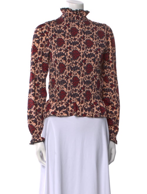 Sandro Floral Print Turtleneck Blouse
