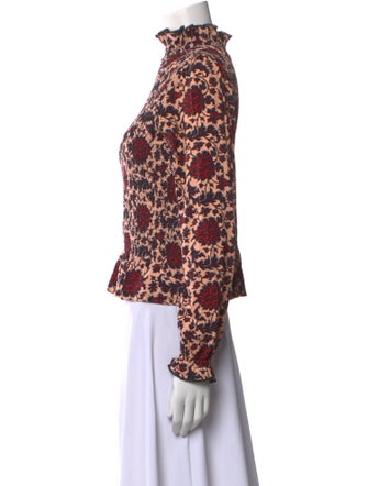 Sandro Floral Print Turtleneck Blouse
