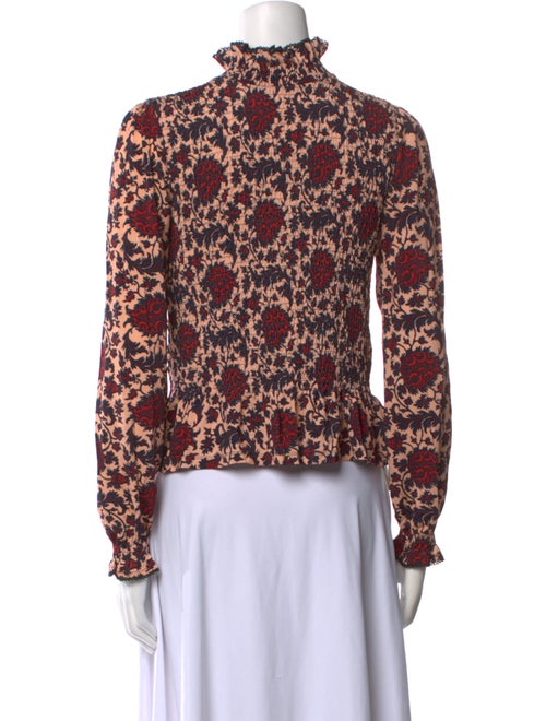 Sandro Floral Print Turtleneck Blouse
