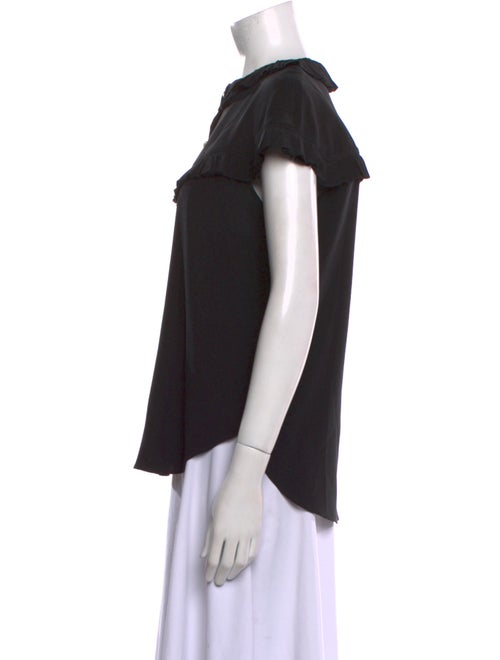 Sandro Crew Neck Short Sleeve Button-Up Top