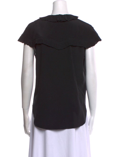 Sandro Crew Neck Short Sleeve Button-Up Top