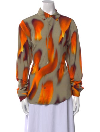 Sandro Printed Long Sleeve Blouse
