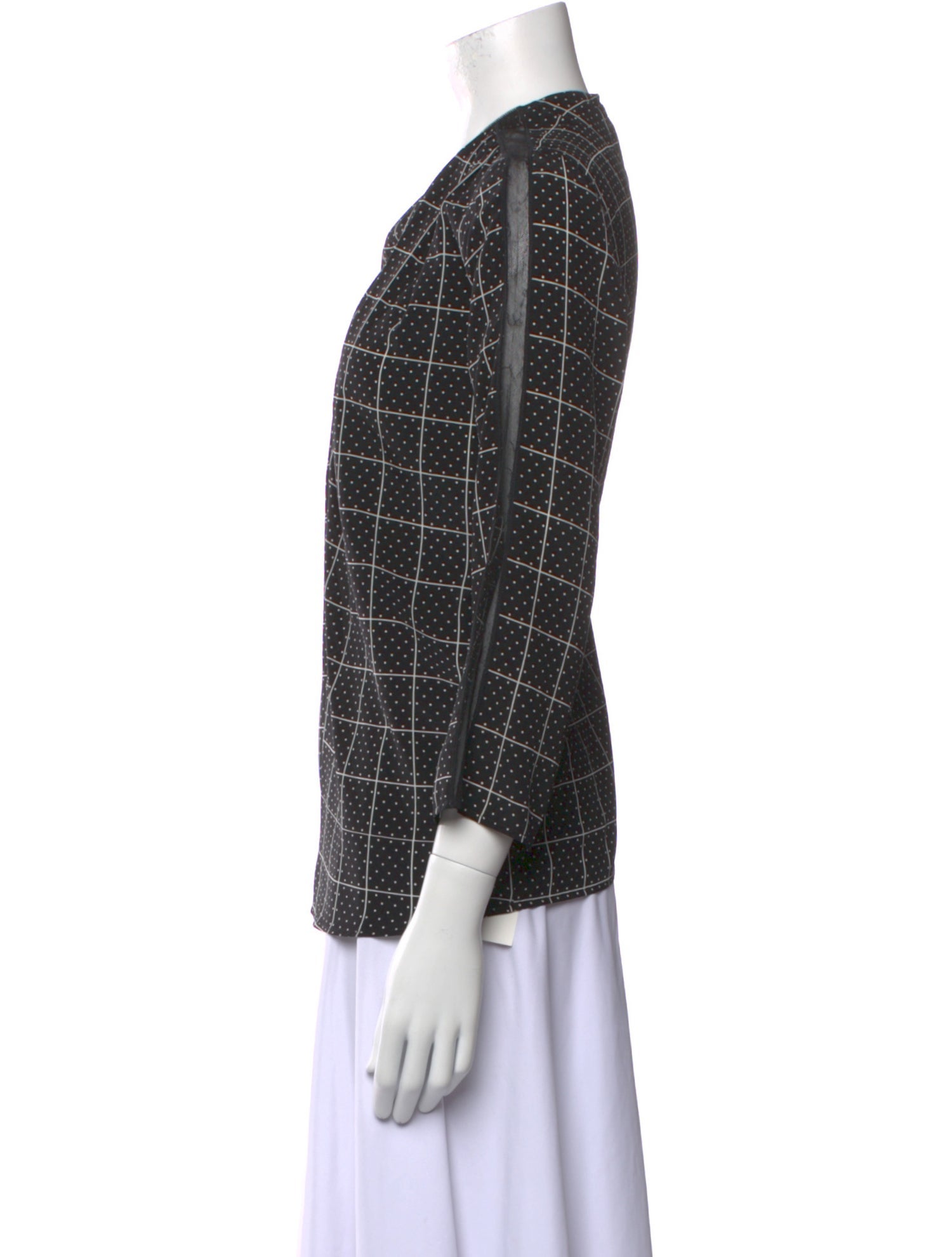 Sandro Silk Plaid Print Button-Up Top