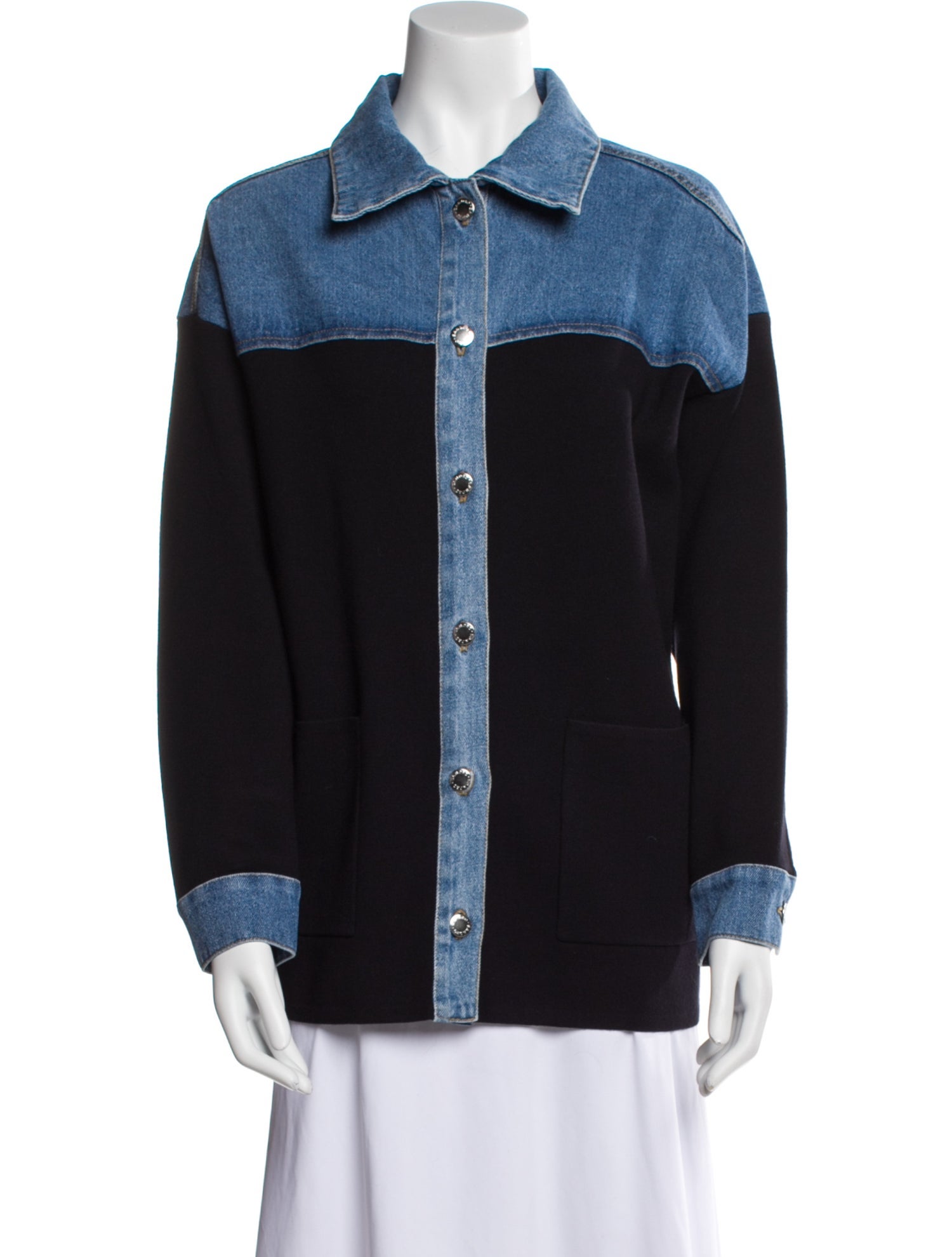 Sandro Colorblock Pattern Denim Jacket