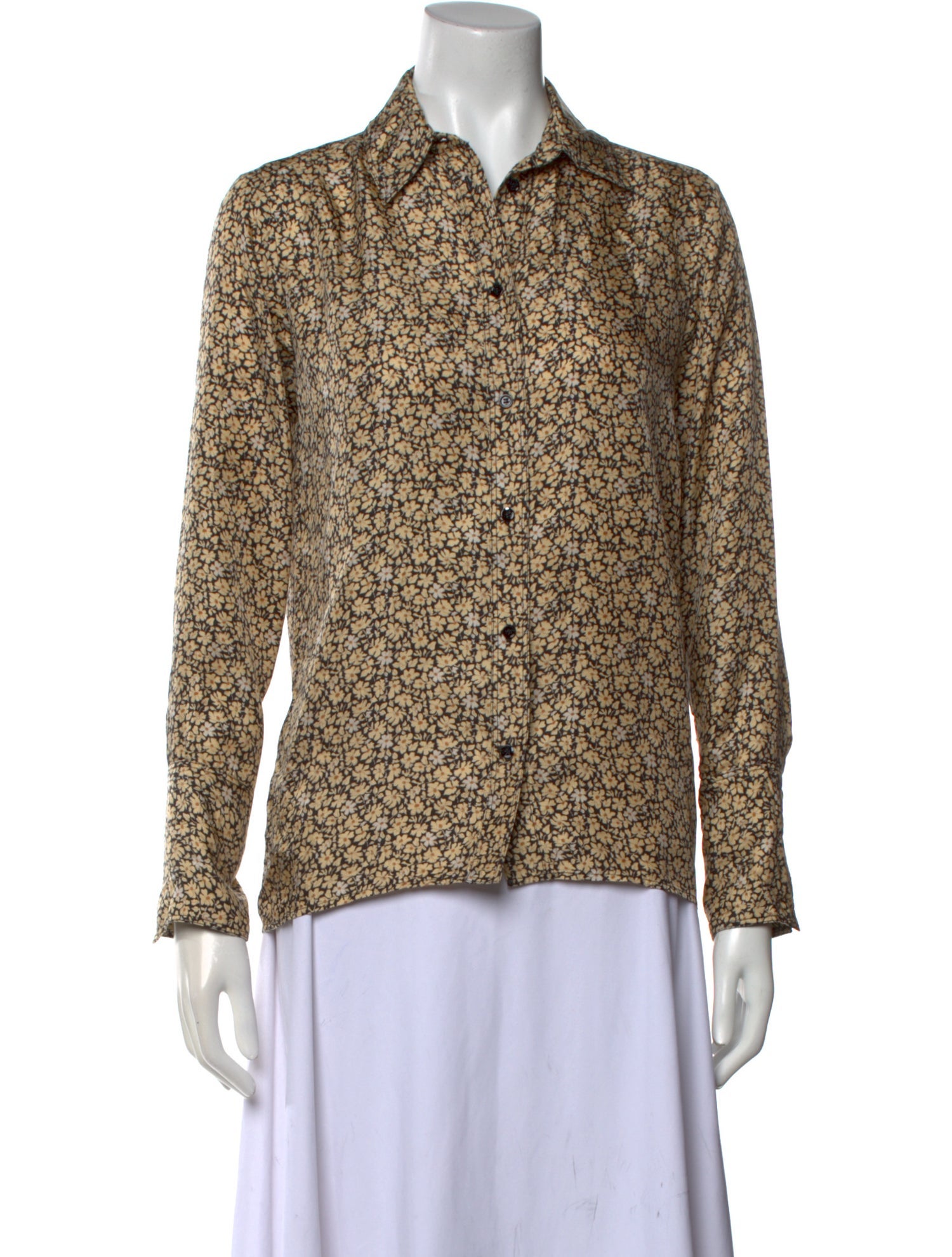 Sandro Silk Floral Print Button-Up Top