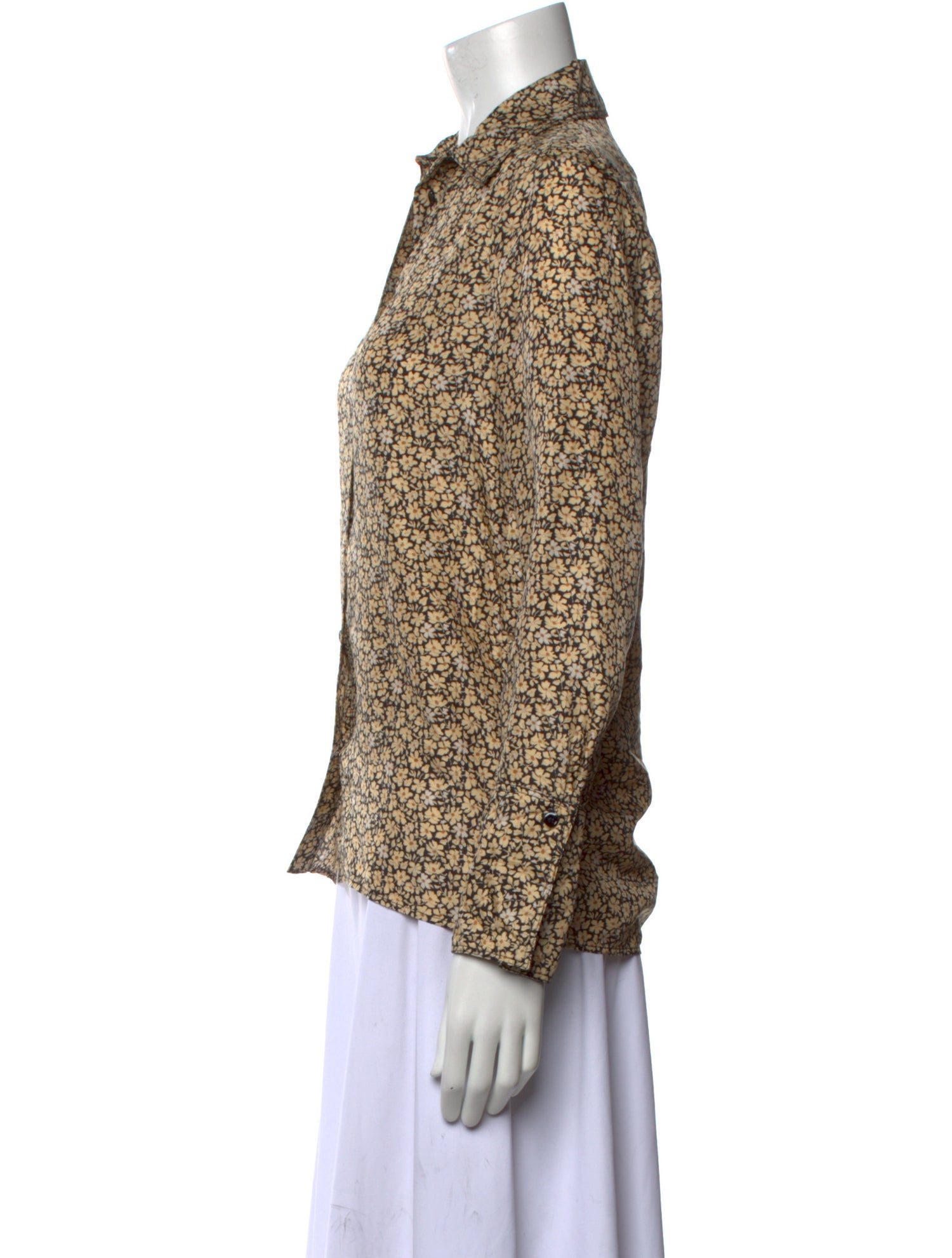 Sandro Silk Floral Print Button-Up Top