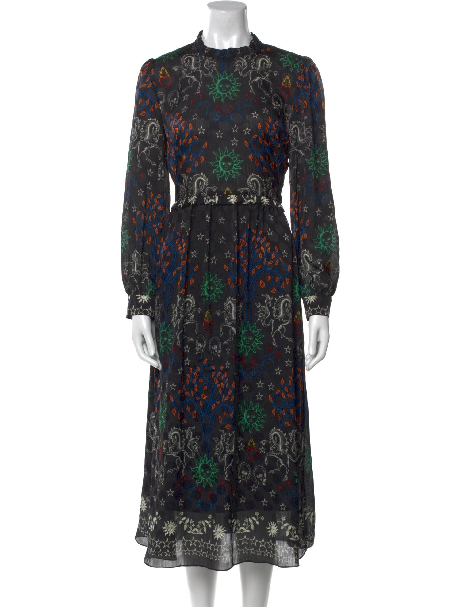Sandro Floral Print Midi Length Dress
