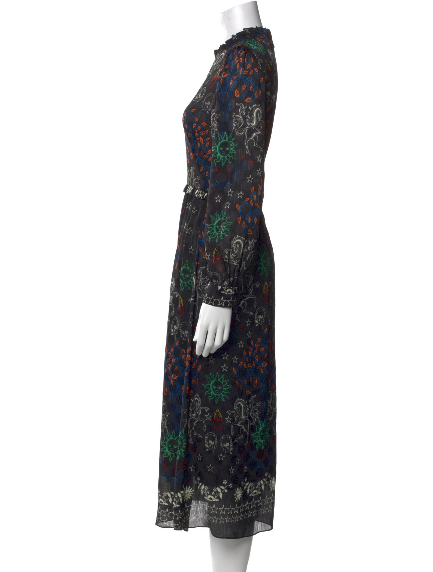 Sandro Floral Print Midi Length Dress