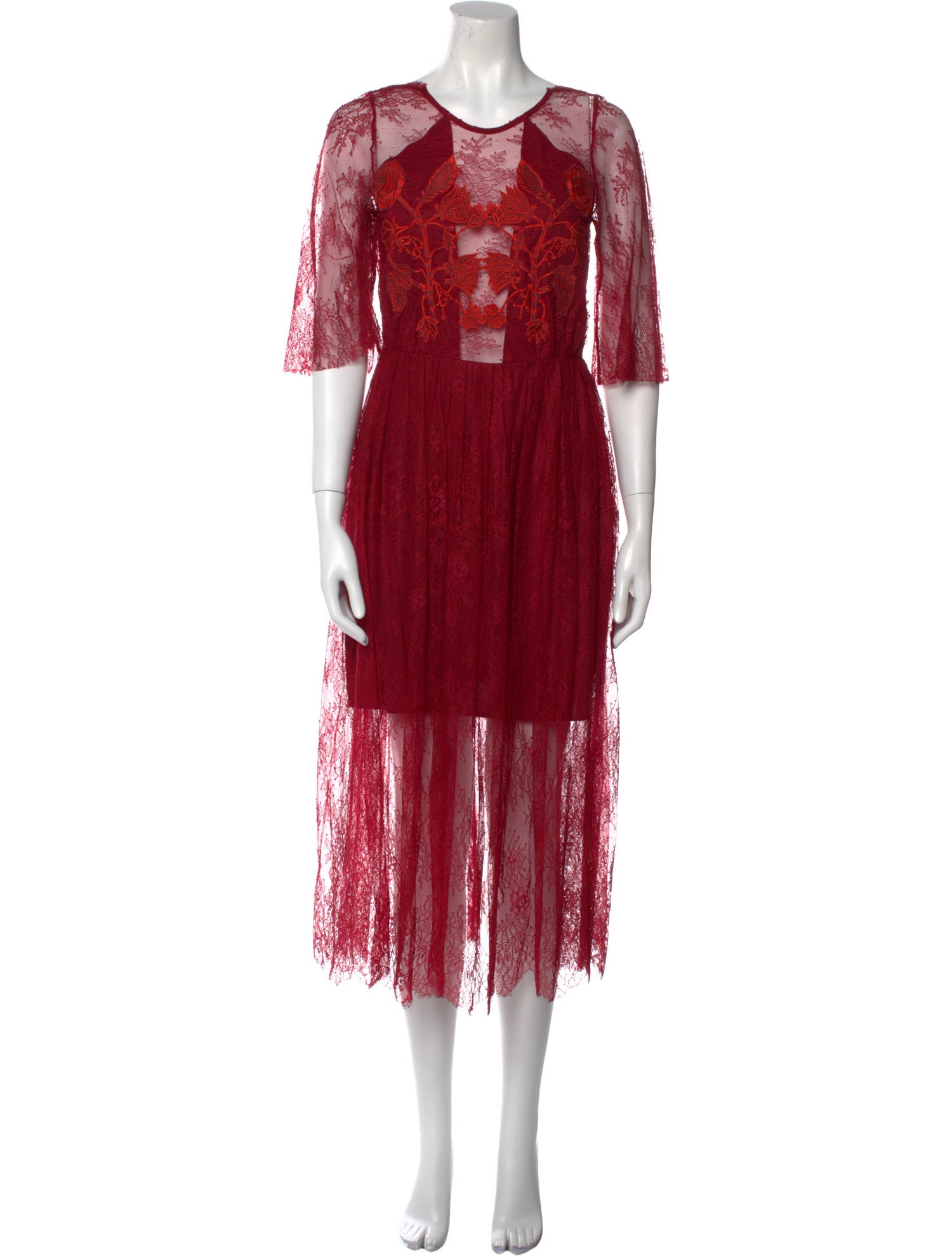 Sandro Lace Pattern Midi Length Dress