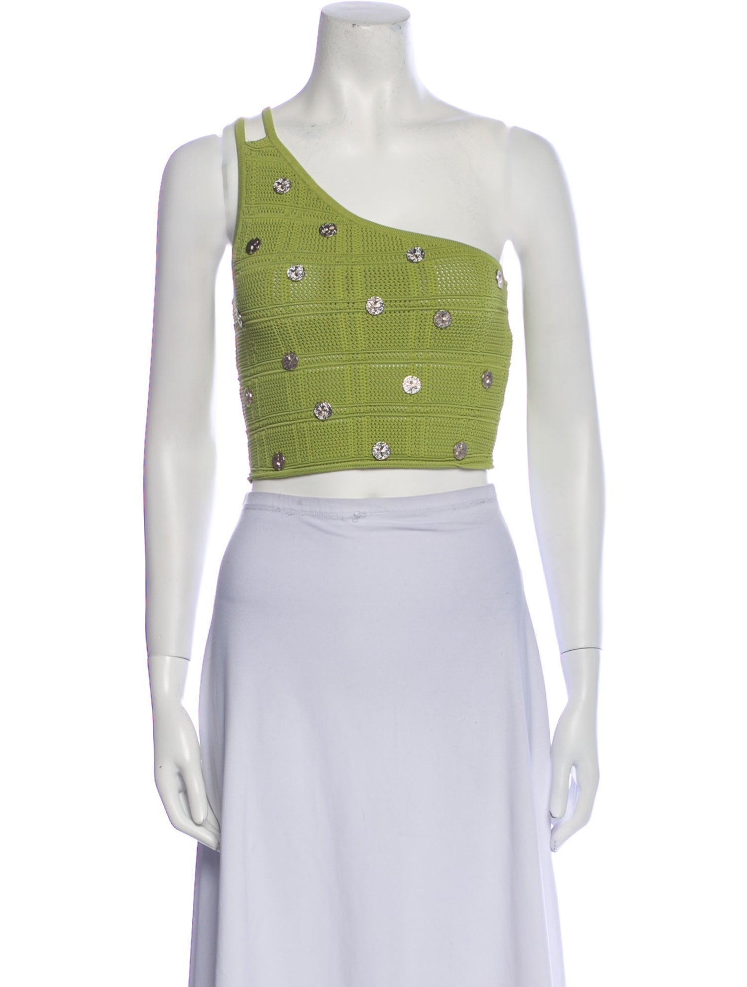 Sandro Printed One-Shoulder Crop Top
