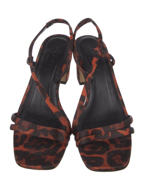 Sandro Satin Printed Slingback Sandals