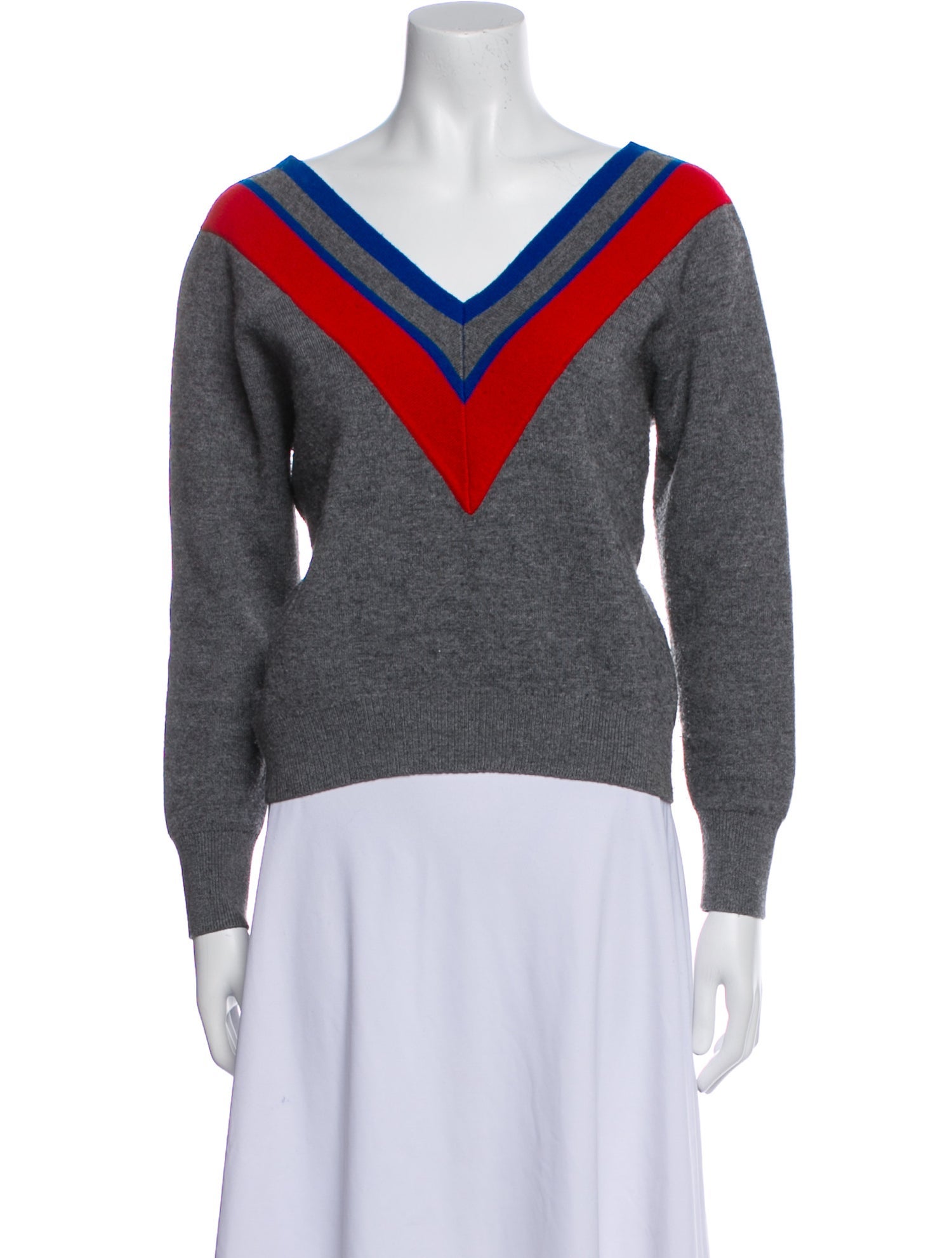 Sandro Striped V-Neck Sweater