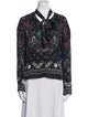 Sandro Printed Tie Neck Blouse
