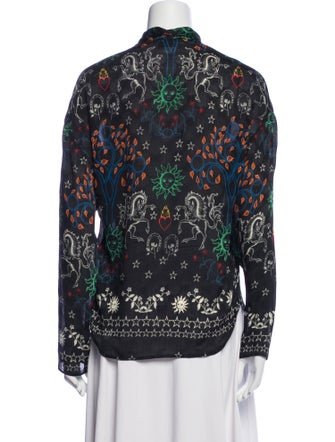 Sandro Printed Tie Neck Blouse