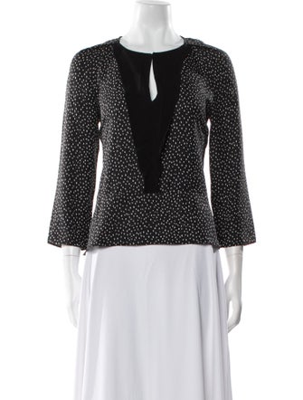 Sandro Polka Dot Print V-Neck Blouse