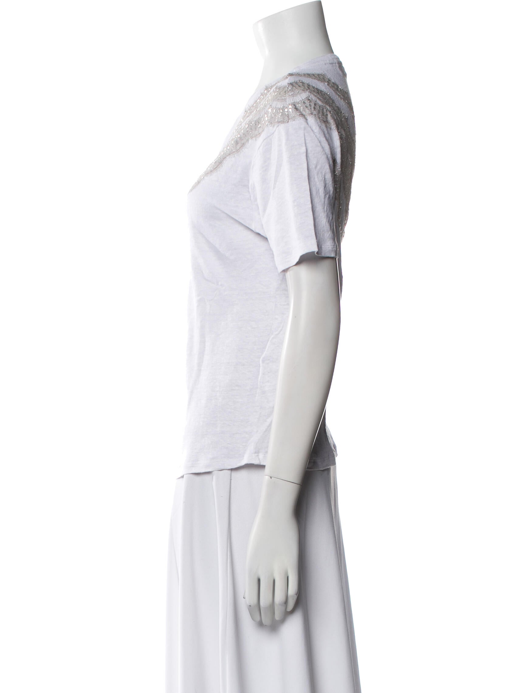 Sandro Linen V-Neck T-Shirt