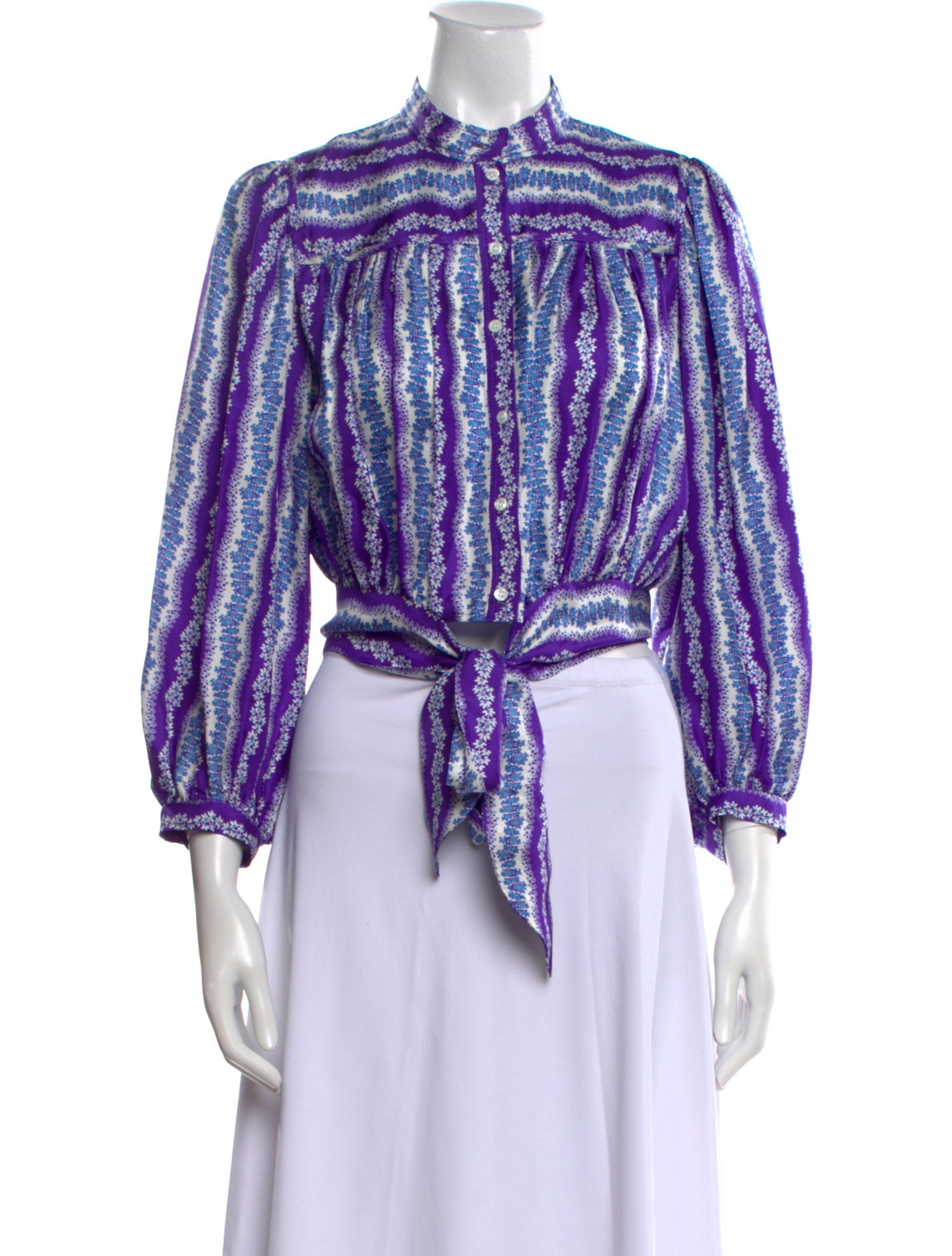 Sandro Silk Striped Crop Top