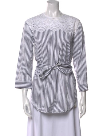 Sandro Striped Bateau Neckline Blouse