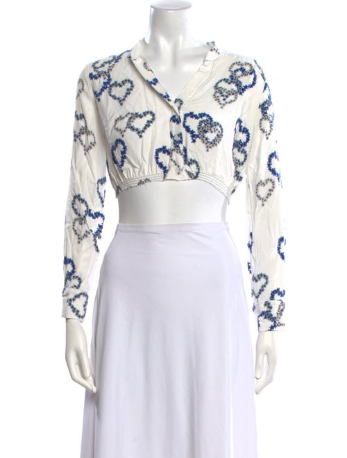 Sandro Linen Printed Crop Top