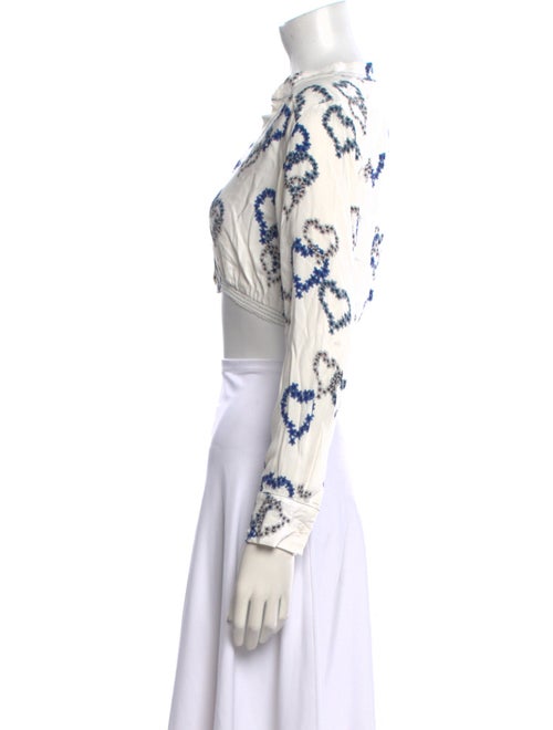 Sandro Linen Printed Crop Top