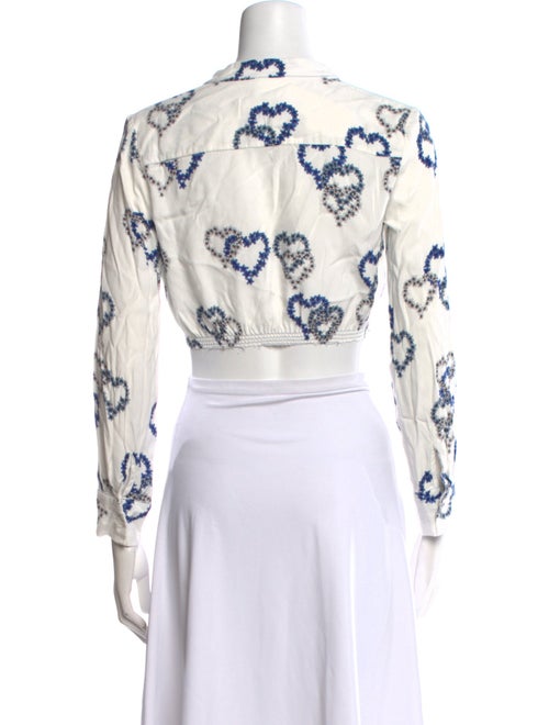 Sandro Linen Printed Crop Top