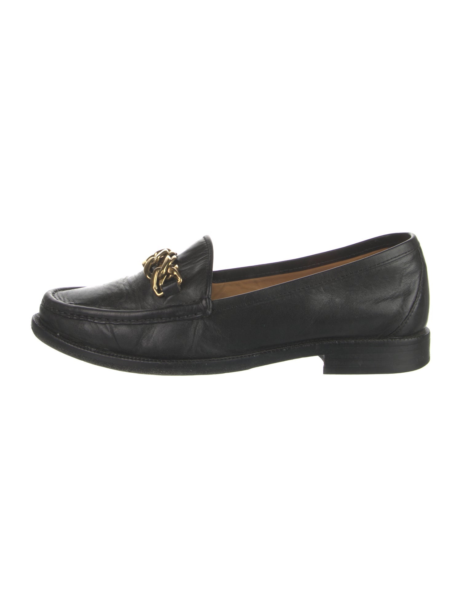 Sandro Leather Chain-Link Accents Loafers