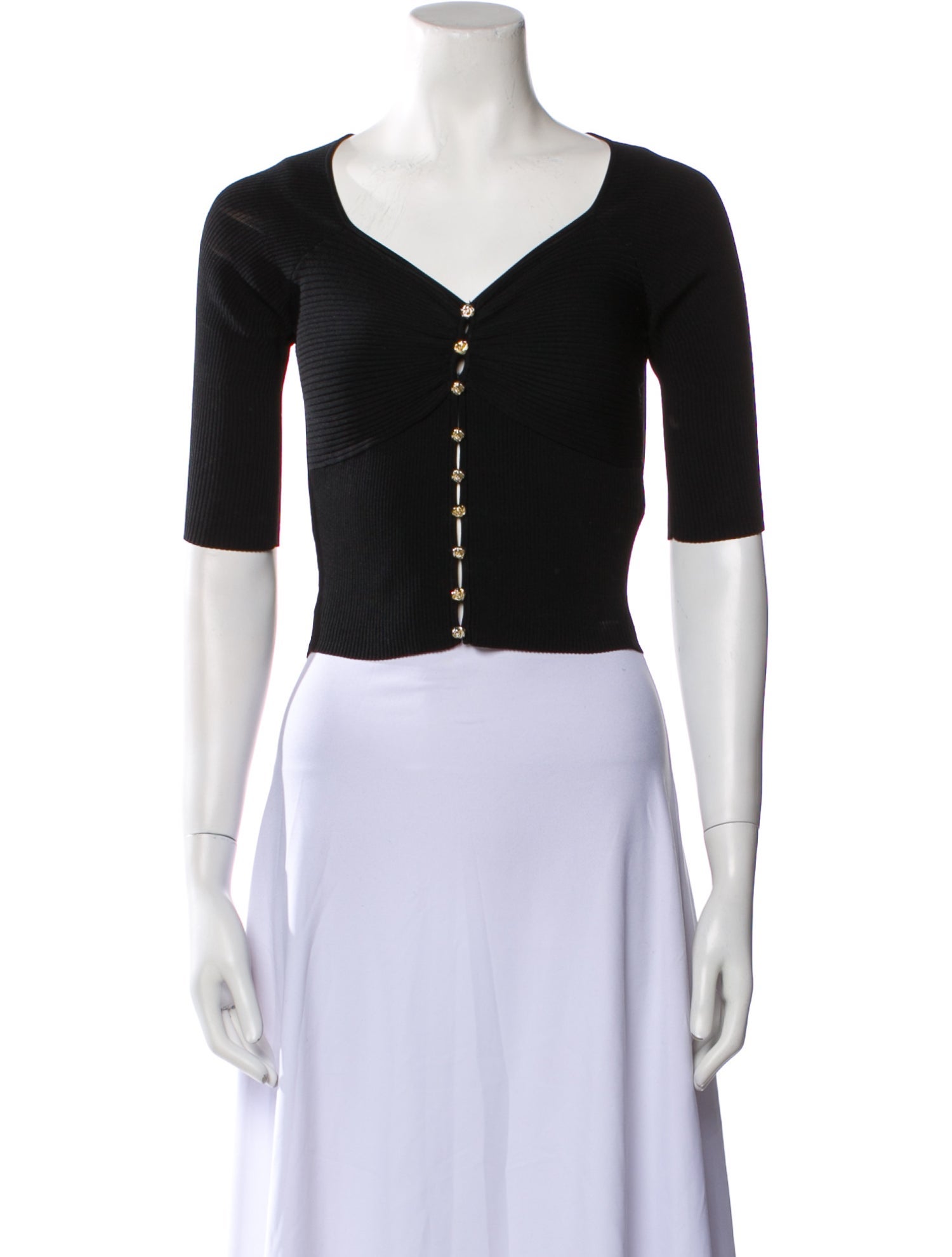 Sandro V-Neck Short Sleeve Crop Top