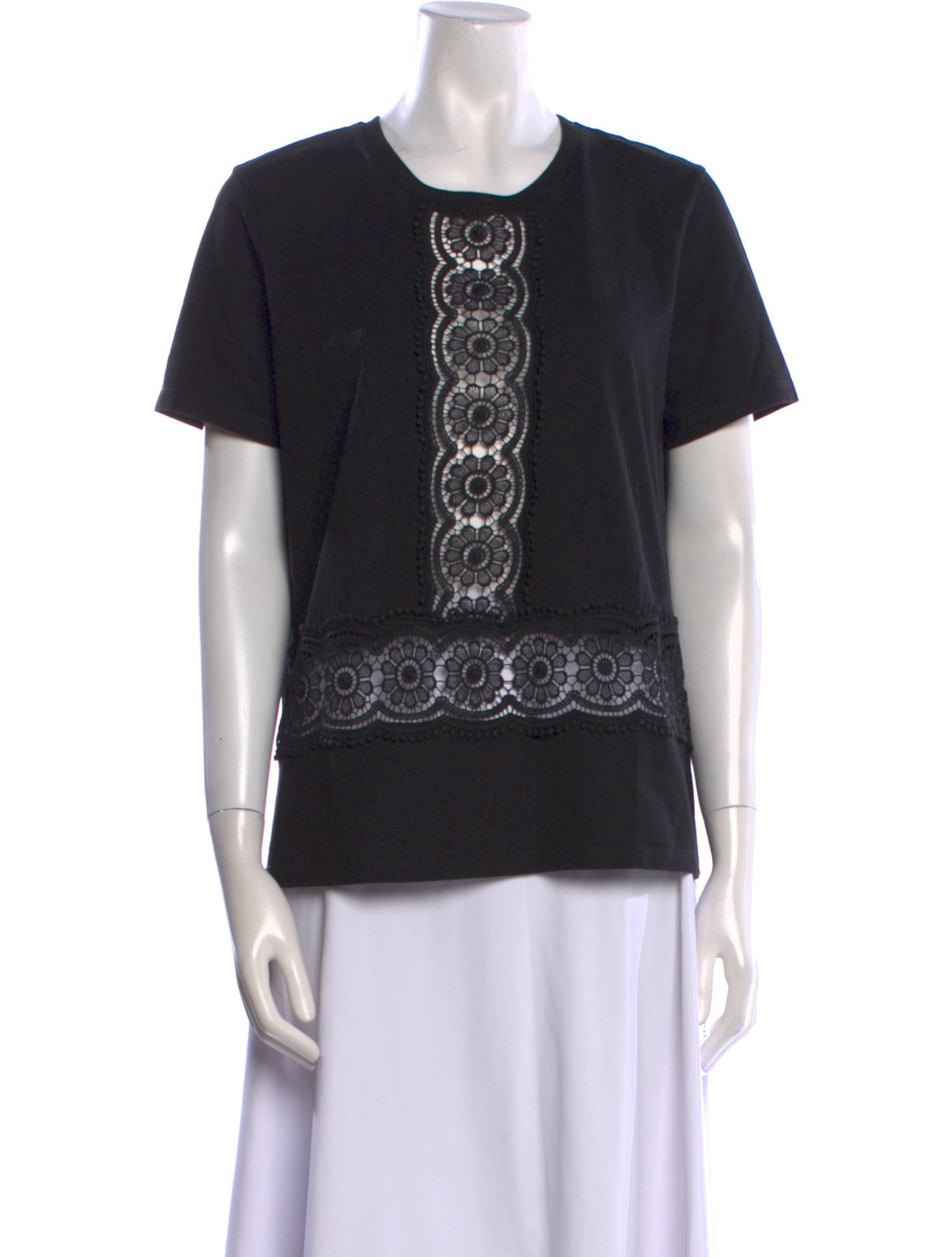 Sandro Lace Pattern Crew Neck T-Shirt